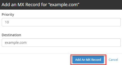 Adding MX records