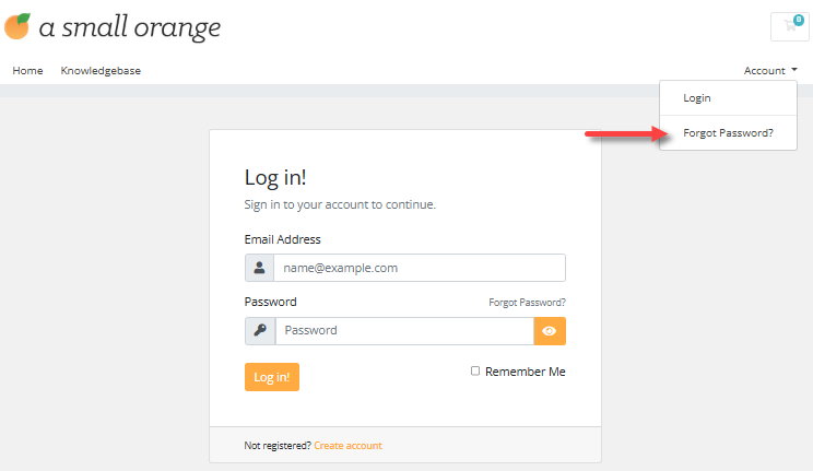 Account menu - Forgot Password?
