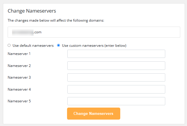 My Domain - Enter Nameservers