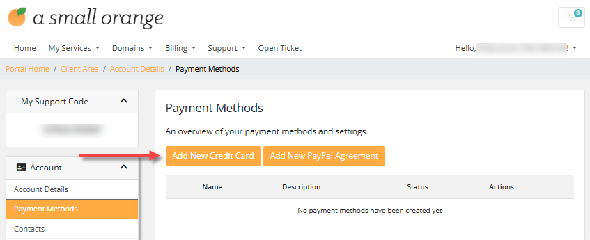 Payment Methods - Add new credit card