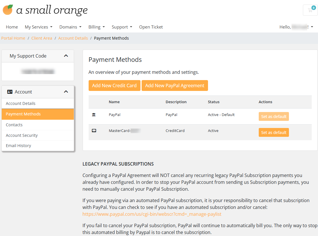 Payment Methods - Set as default