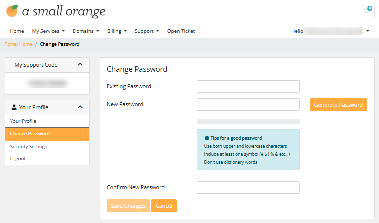 Enter and confirm new password